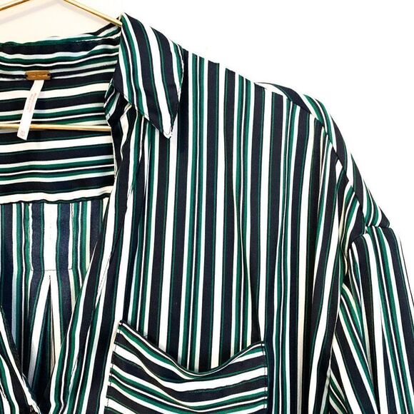 Free People Mad About You Blue Green Striped Top - Picture 3 of 10